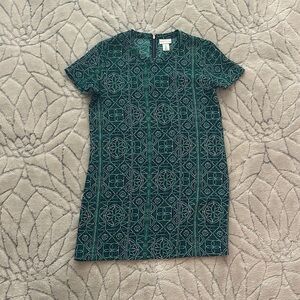 Adrienne Vittadini Teal Patterned Mini Dress